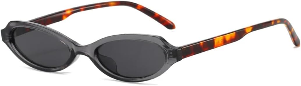 

Солнцезащитные очки для мужчин и женщин - защита UV400 - маленькие очки "кошачий глаз" с зелеными овальными линзами в стиле панк для занятий спортом на открытом воздухе и вождения DSVIGF, Grey Leopard Grey