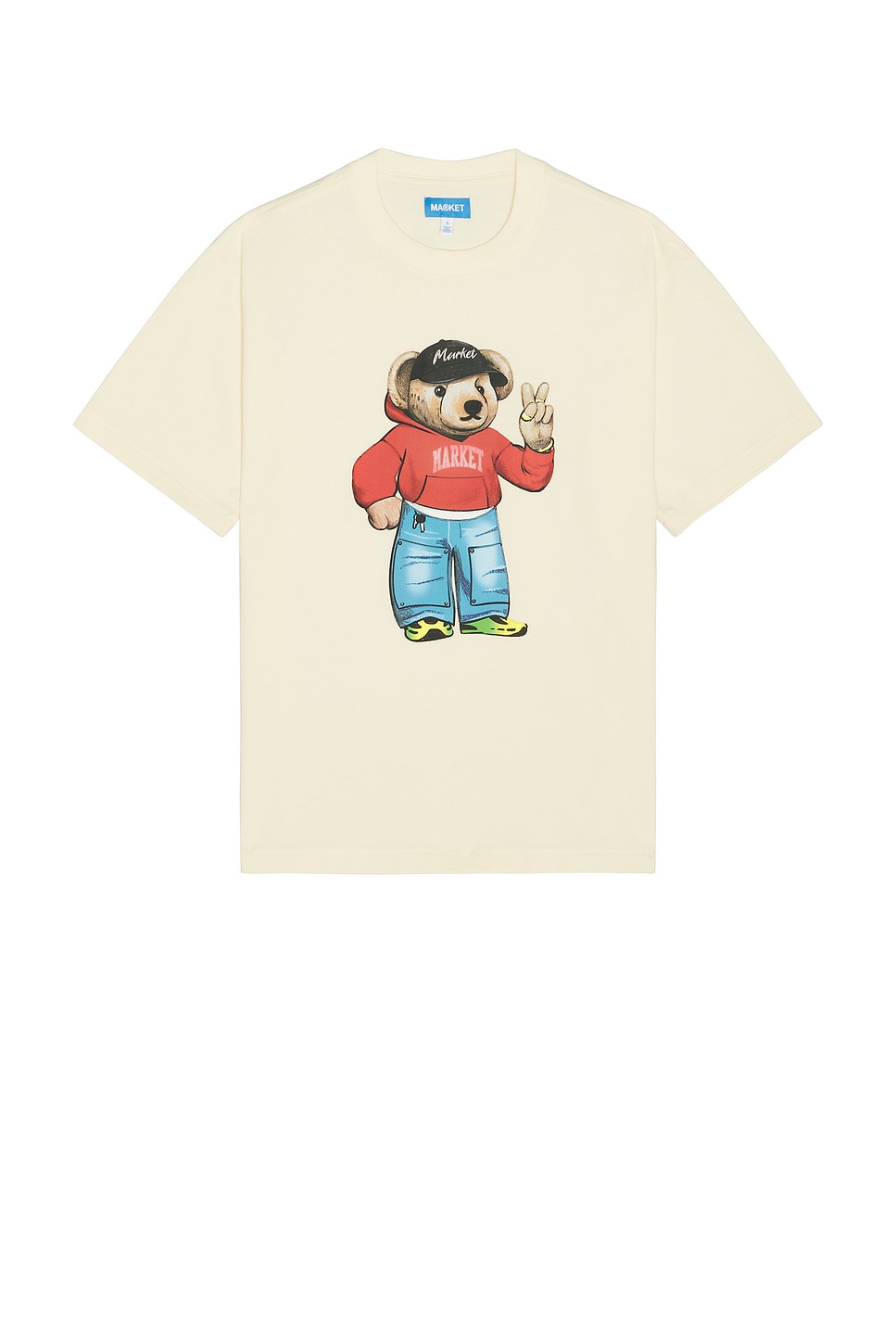 

Футболка с медведем "Fit check", butter cream