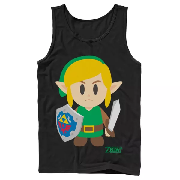 

Мужская майка с изображением персонажа Nintendo Legend of Zelda Links Awakening Link, аватара с мультяшным портретом Licensed Character, черный