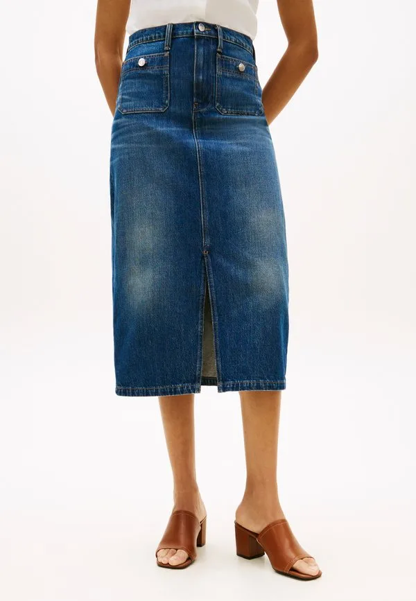Джинсовая юбка-миди прямого кроя с высокой посадкой Tommy Hilfiger, Blue Denim