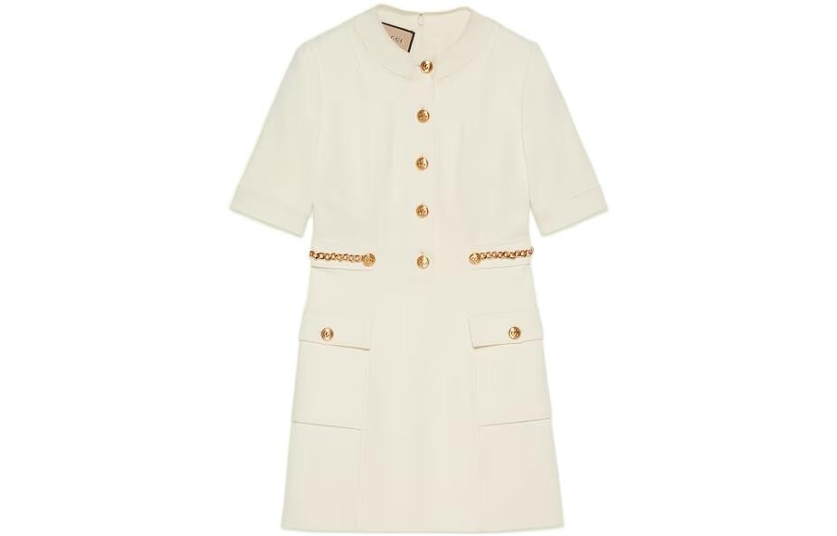 Платье женское Gucci с короткими рукавами, элегантный крой, слоновая кость