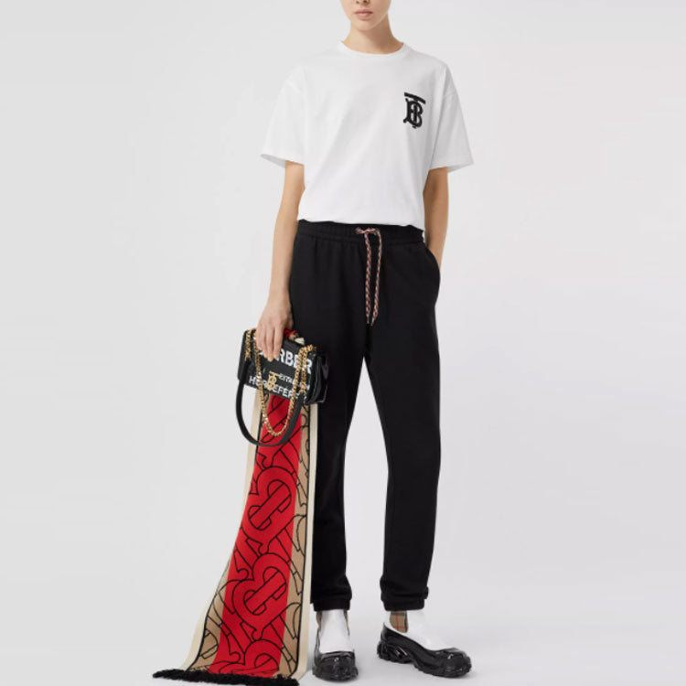 Футболка Burberry Monogram Motif Oversized Logo Printing Female White, женская, белый — фото 4