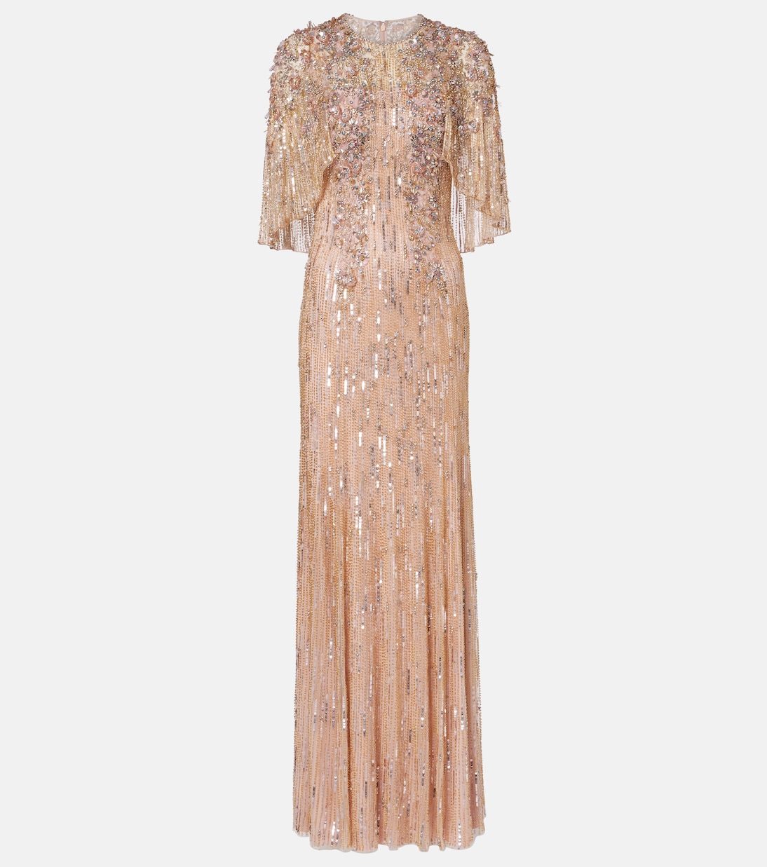 

Платье-накидка Astra с пайетками Jenny Packham, Ballet Pink