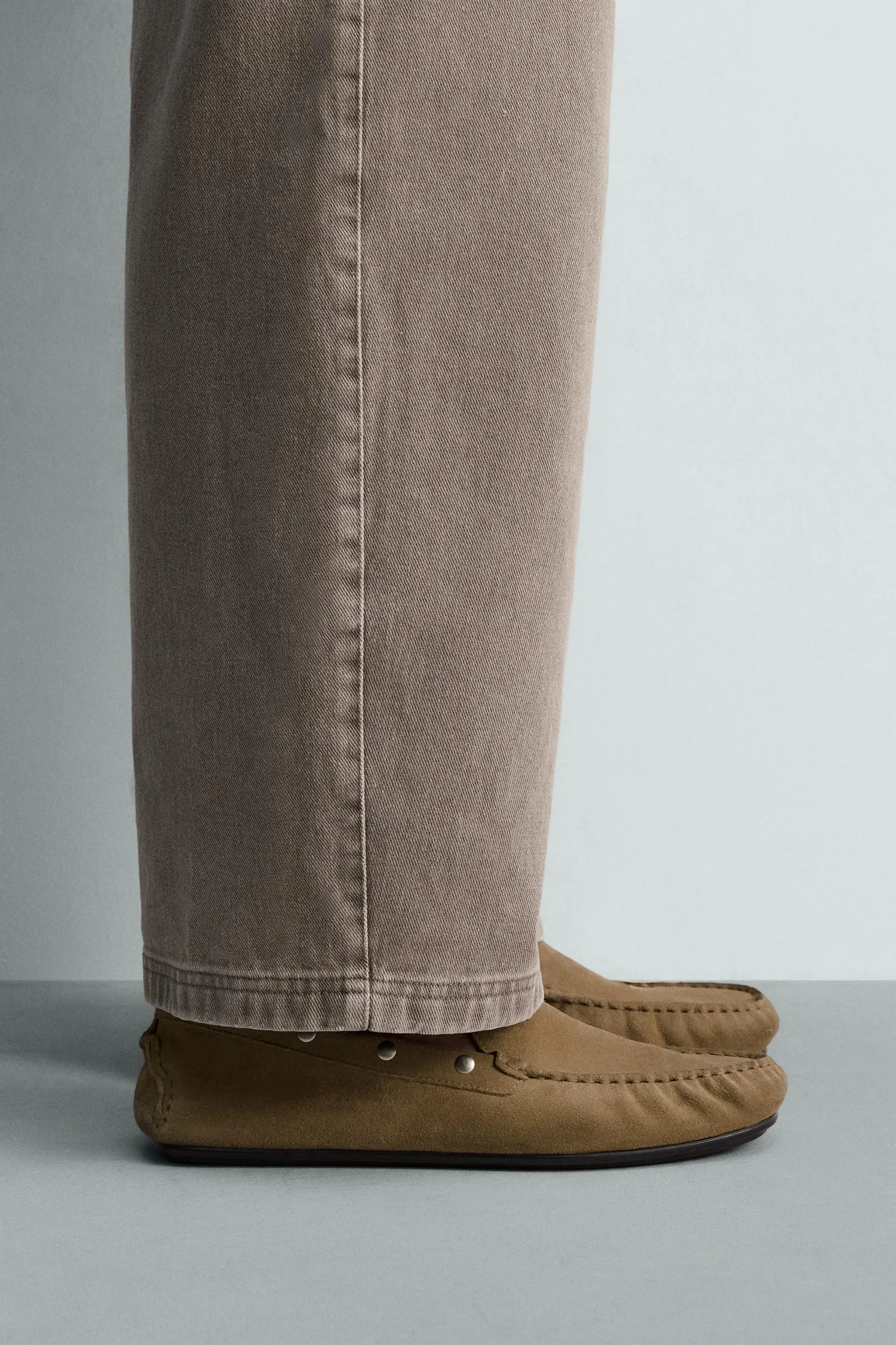 Кожаные лоферы Zara, песочно-коричневый