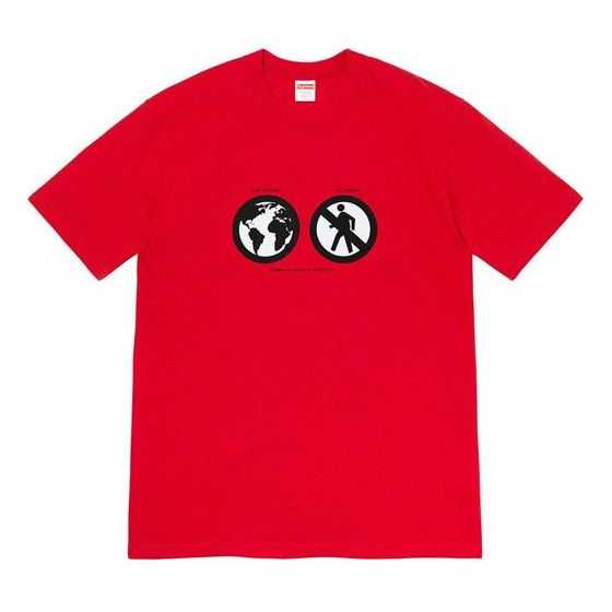 

Футболка fw19 week 1 save the planet tee earth short sleeve red Supreme, красный