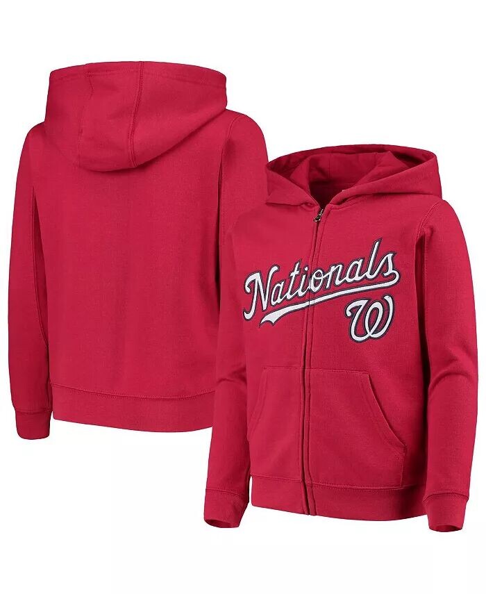 

Красная толстовка с молнией во всю длину и цветной надписью Big Boys Washington Nationals Team Outerstuff