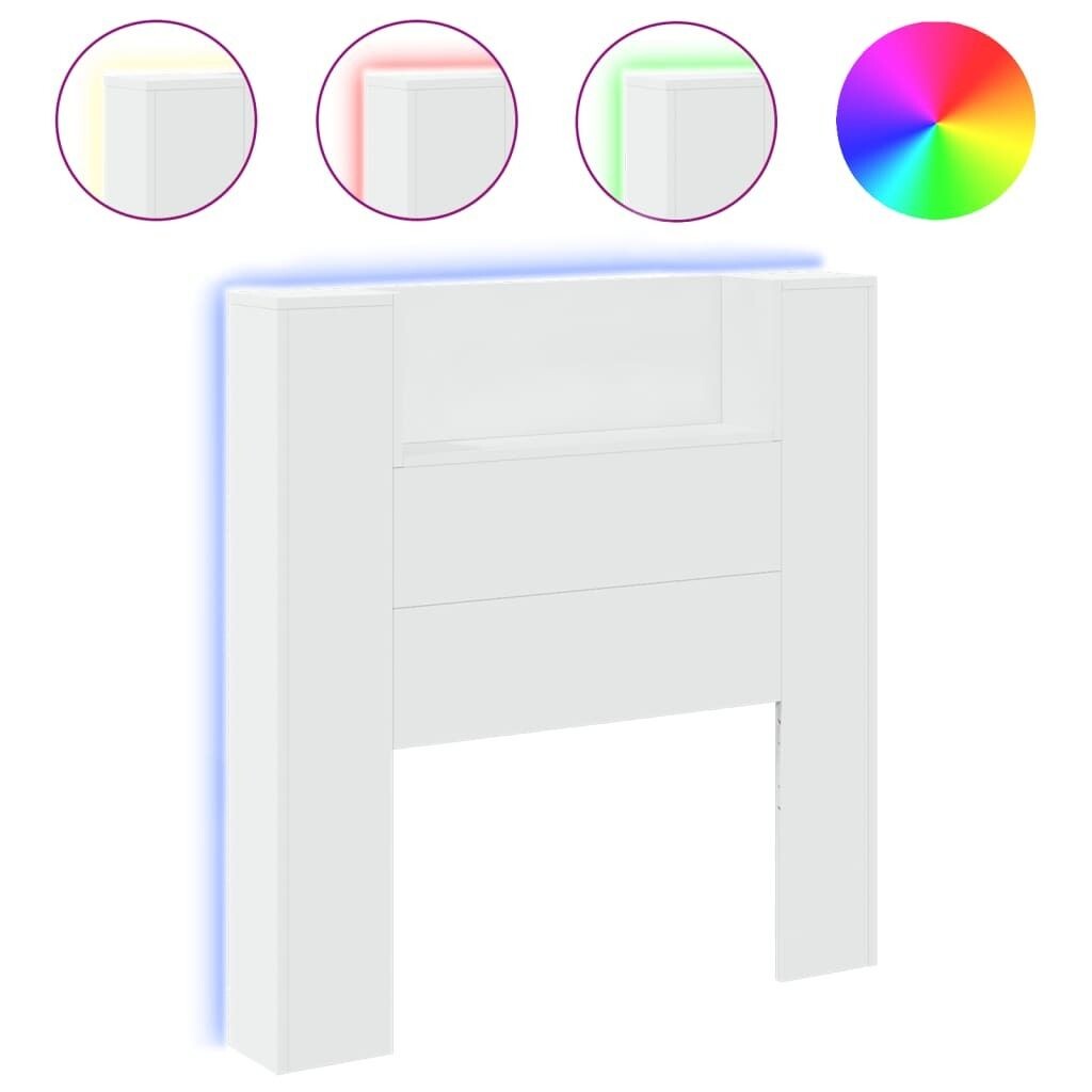 

VidaXL Изголовье LED с полками белое 100x16,5x103,5 см, белый