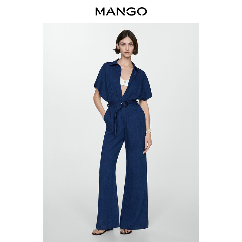 

Женский комбинезон Mango джинсовый, темно-синий