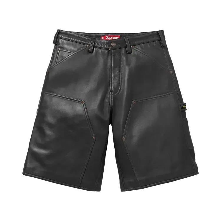 Шорты Supreme Leather Double Knee Painter Short, черный