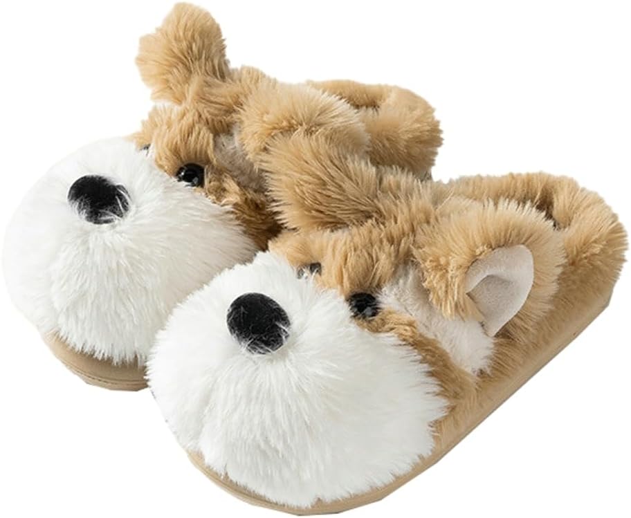 

Меховые тапочки-шнауцеры для женщин и мужчин, теплые зимние тапочки, стиль для пар, милые домашние обувь Yafirgeer, хаки