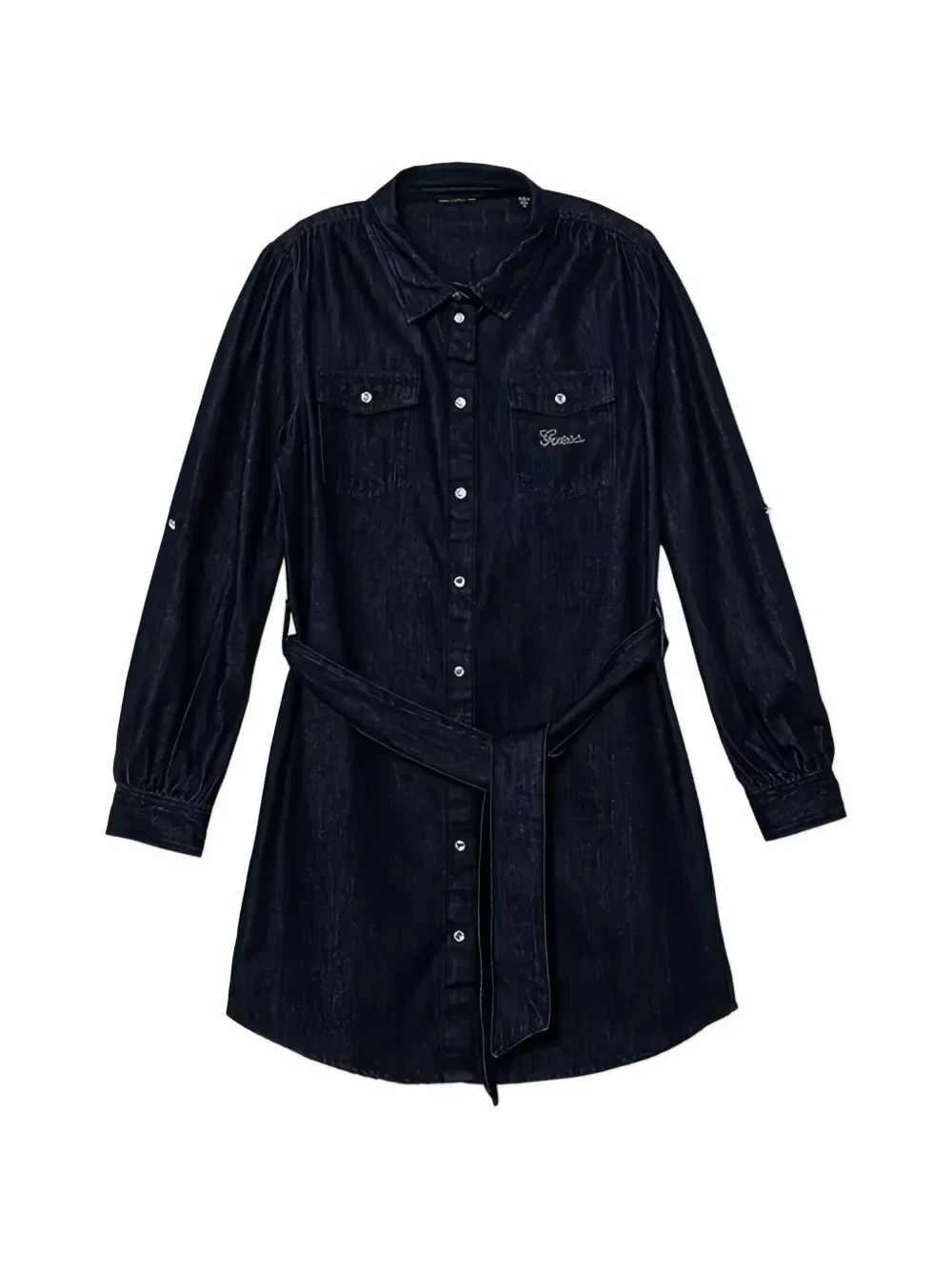 Короткое платье с пуговицами и поясом GUESS Kids, синий