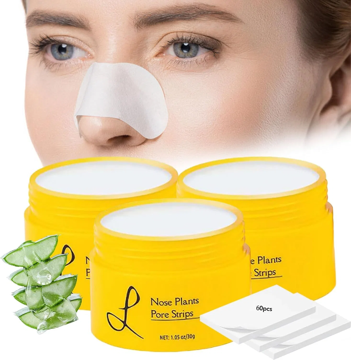Полоски для носа от черных точек Lu-elle с 60 стикерами Ashopfun, 3 Items