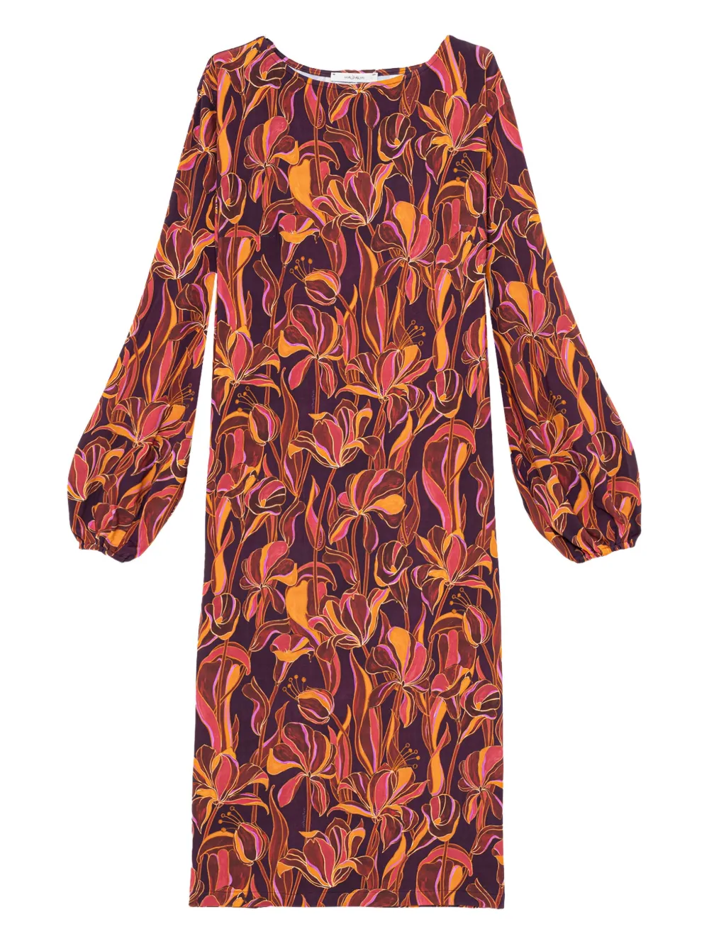 

Платье миди с объемными рукавами и цветочным принтом MALIPARMI, красный