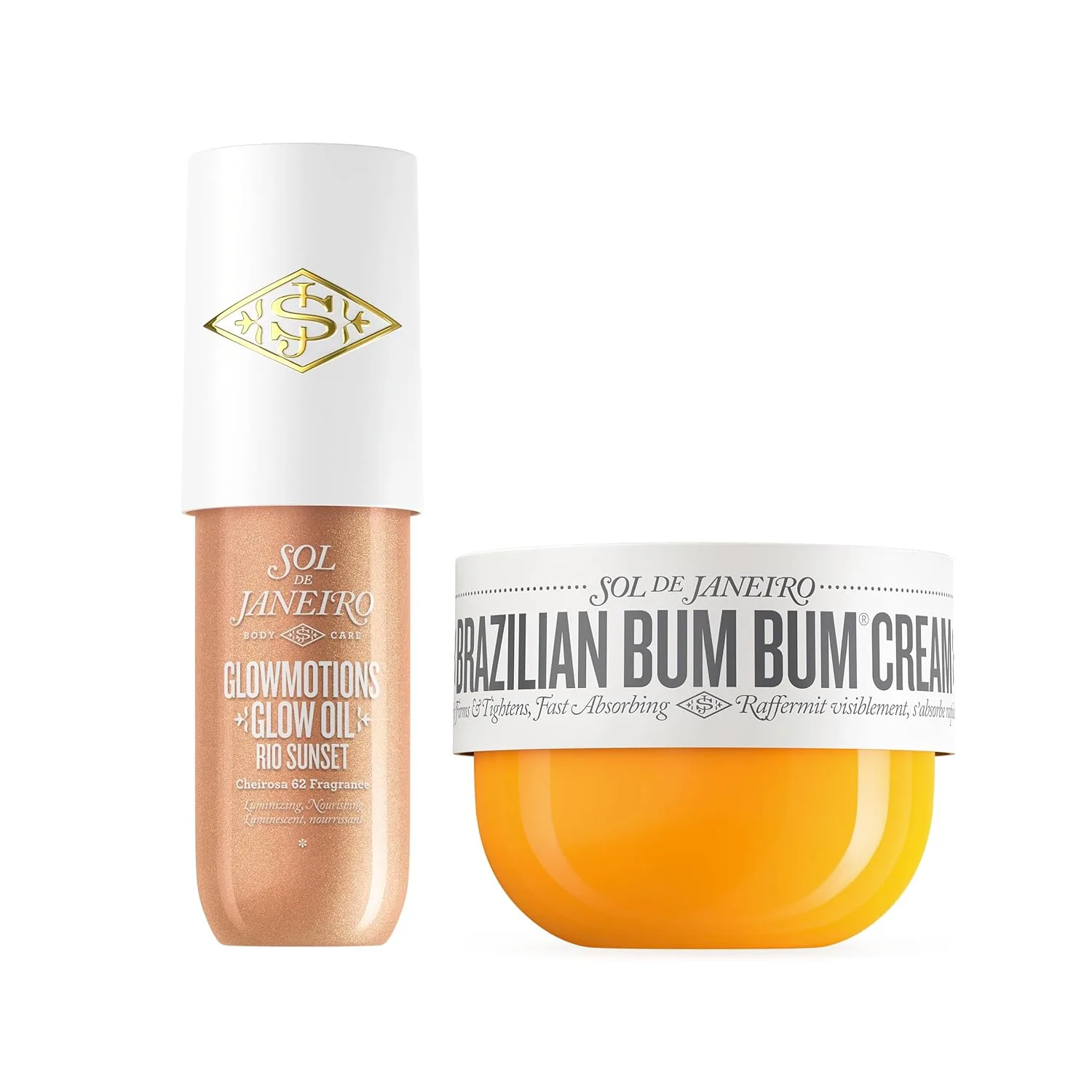 Набор Sol de Janeiro Glow & Go Champagne Bundle | Крем Brazilian Bum Bum Cream 8.1 fl oz. + Масло для сияния кожи Rio Sunset Glowmotions Glow Oil 2.5 fl oz. | Эксклюзивно на Amazon