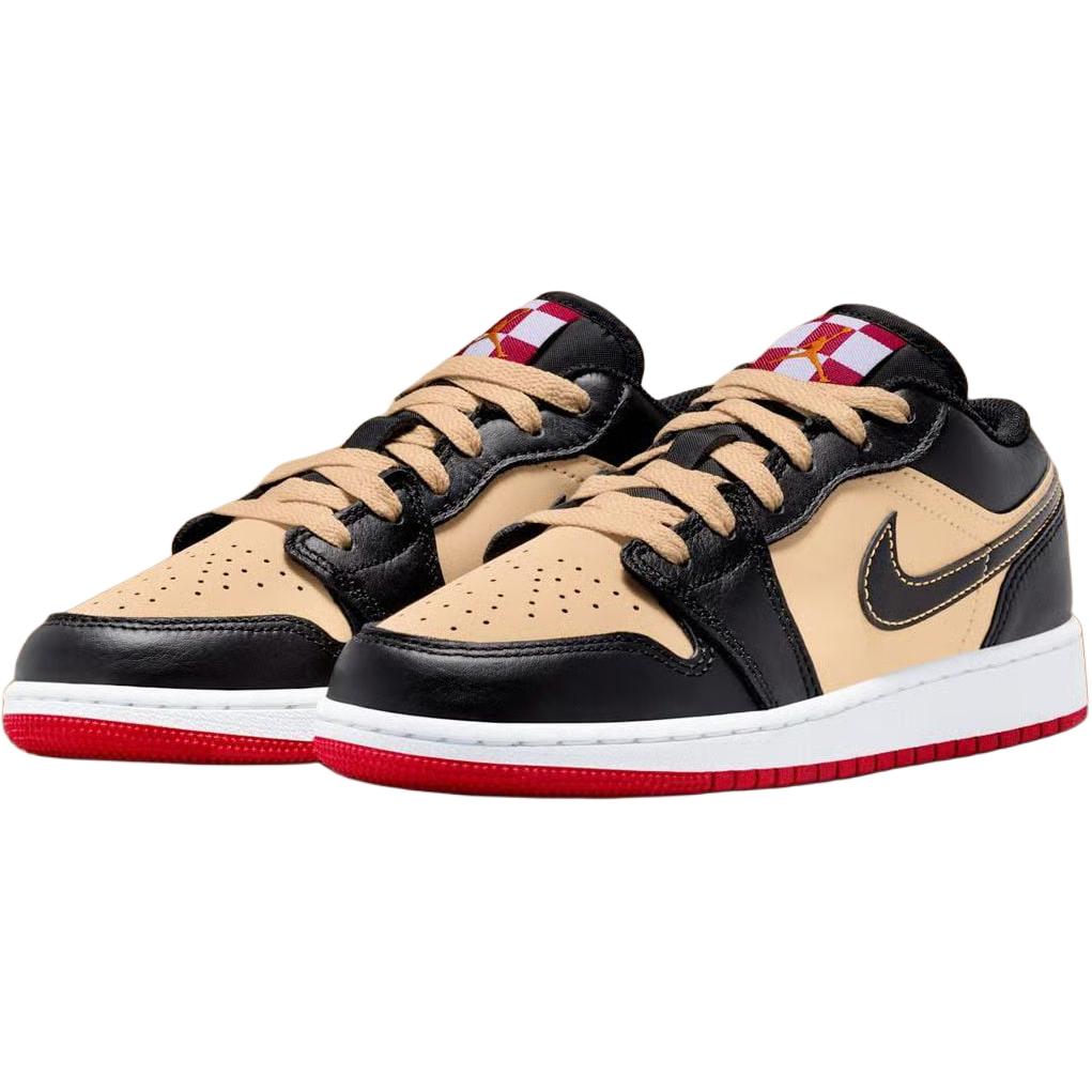Jordan Air 1 устойчивые к истиранию низкие детские баскетбольные кроссовки Tan/Black Kids' — фото 4