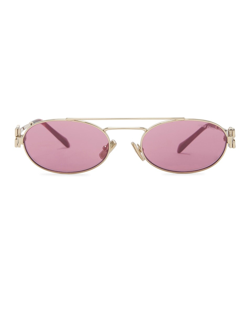 

Круглые солнцезащитные очки Miu Miu, цвет Pale Gold & Dark Pink