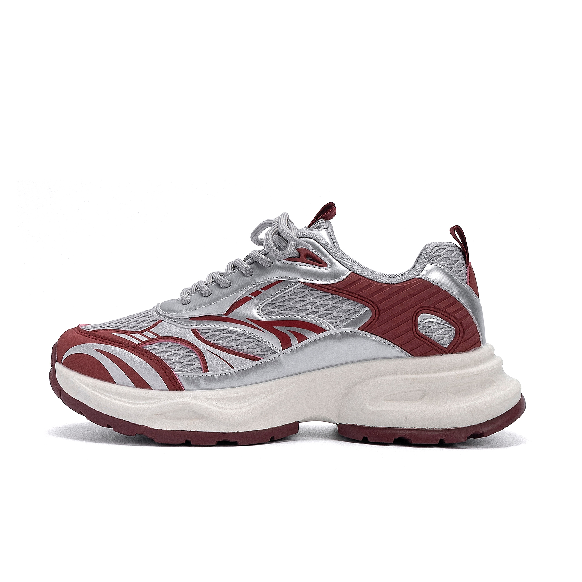 

HUANQIU Синтетические кожаные кроссовки мужские низкие массивные с эффектом увеличения роста, устойчивые к истиранию, дышащие, серо-красные