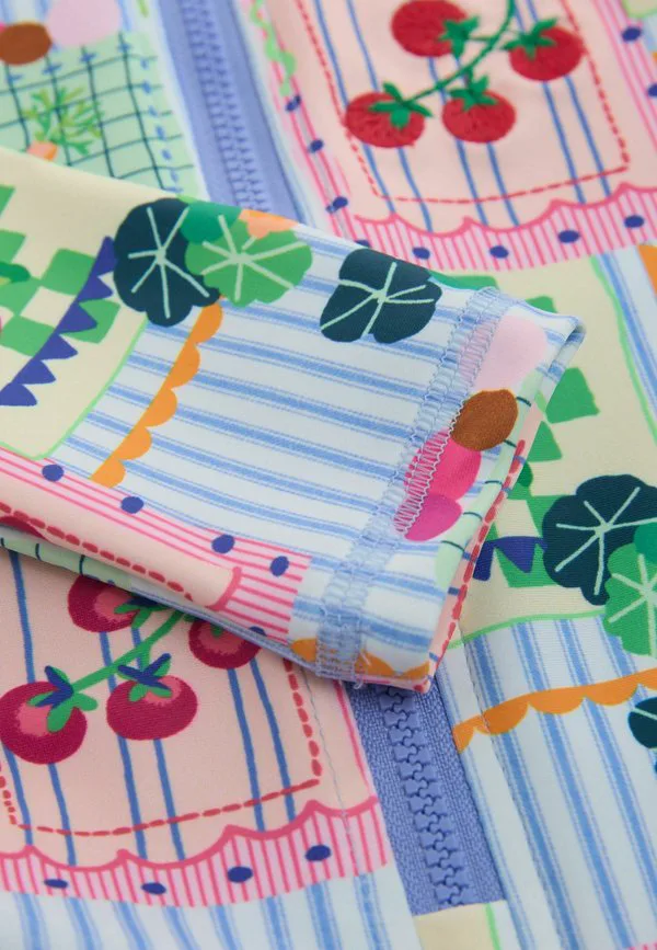 Купальник стандартного кроя с длинными рукавами Next, Blue Stripe Vegetable Print — фото 3