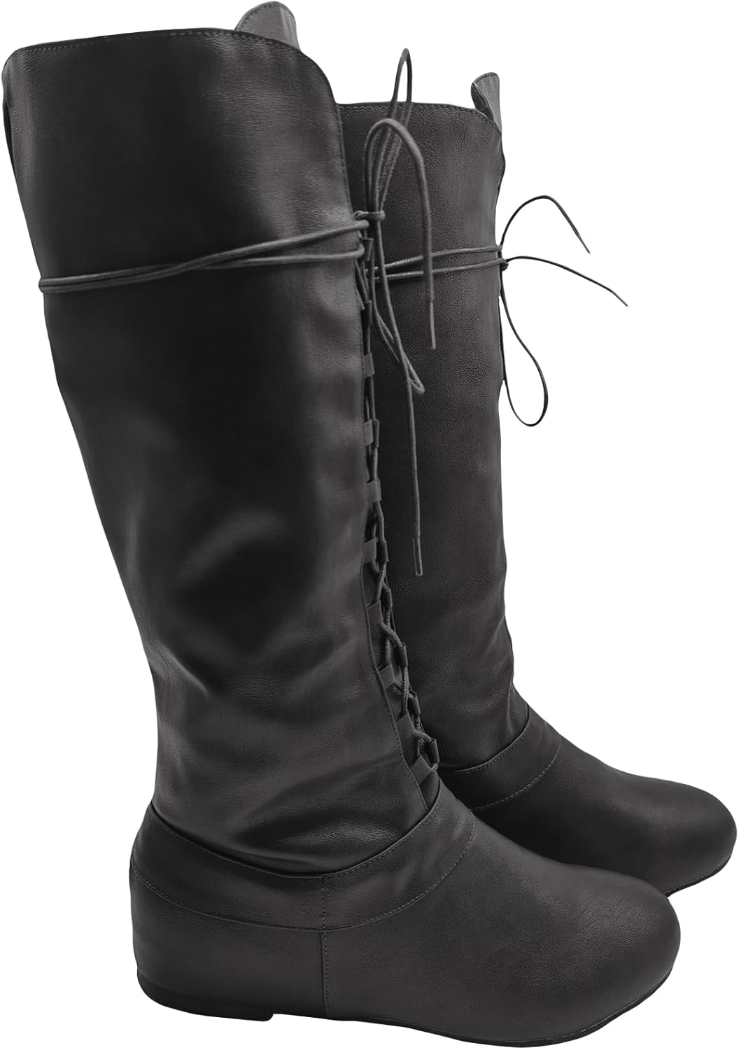 

Мужские ренессансные сапоги Средневековые косплейные сапоги Хэллоуин Винтажные сценические пиратские викингские ботинки на шнуровке Junqiako, черный