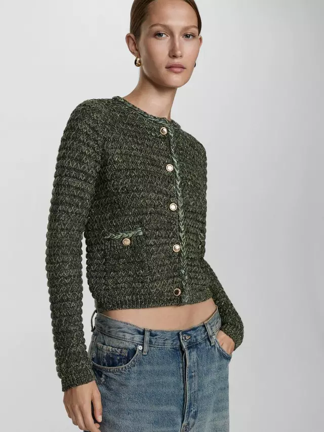 

Куртка Mango Coquette Knitted, зеленый