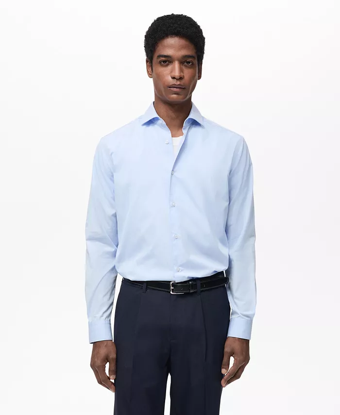 

Мужская хлопковая рубашка Regular-Fit MANGO, синий