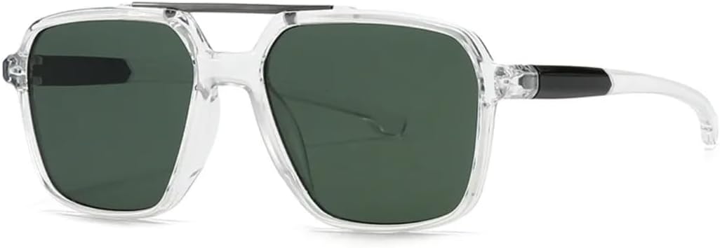 

Винтажные солнцезащитные очки с двойной перемычкой для мужчин, роскошные классические, женские, зеленые, для вождения, защита от УФ-излучения UV400 VVTWSSW, C4 Transparent Green