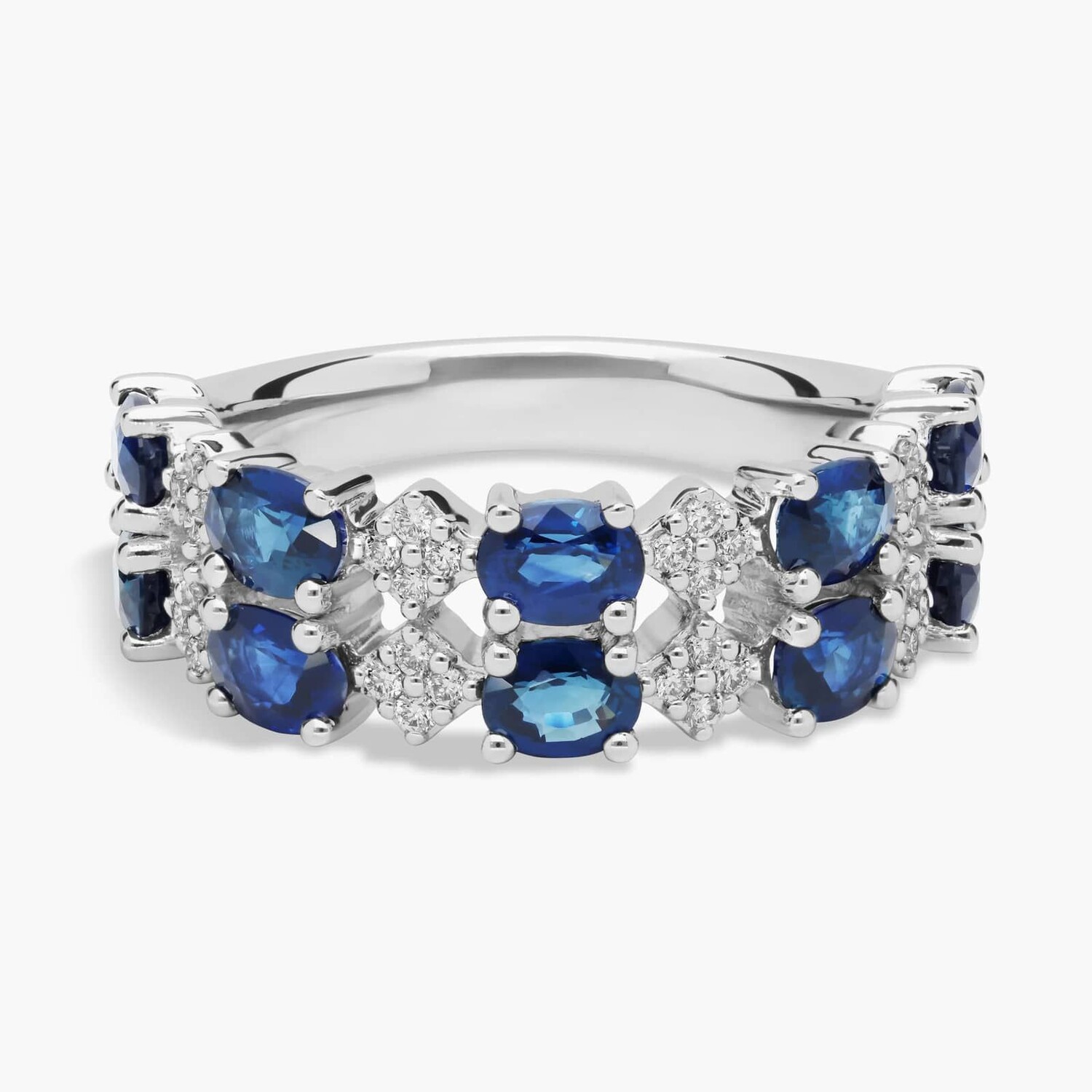 

Двойное кольцо с сапфиром и бриллиантами из 14-каратного белого золота Blue Nile