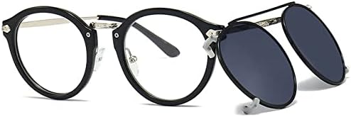 

Женские солнцезащитные очки, круглые, с металлическим зажимом, солнцезащитные очки в стиле ретро, ​​мужские очки с защитой от УФ-излучения UV400, прозрачные очки MTZJH, Silver Gray