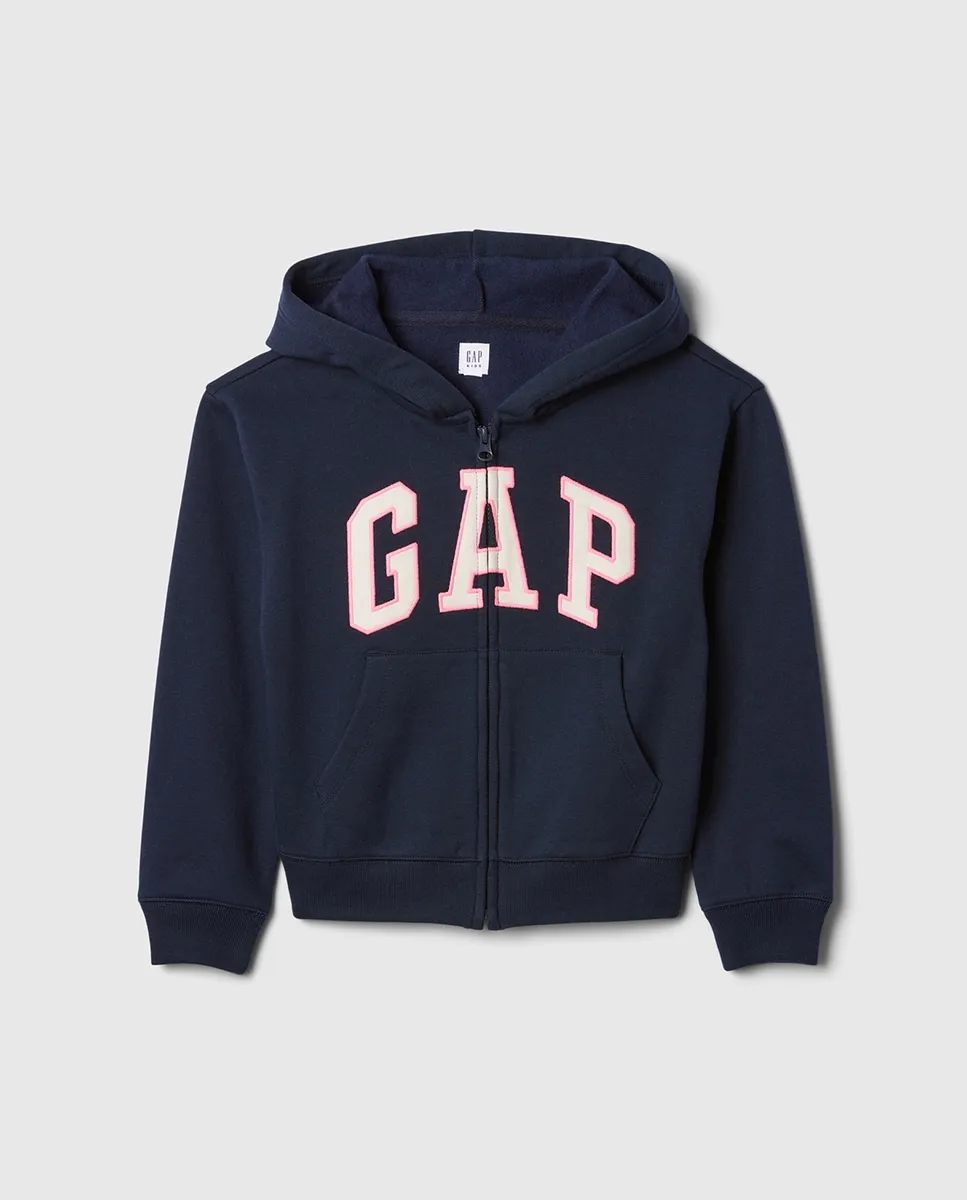 

Детская толстовка с капюшоном и логотипом на груди Gap, темно-синий