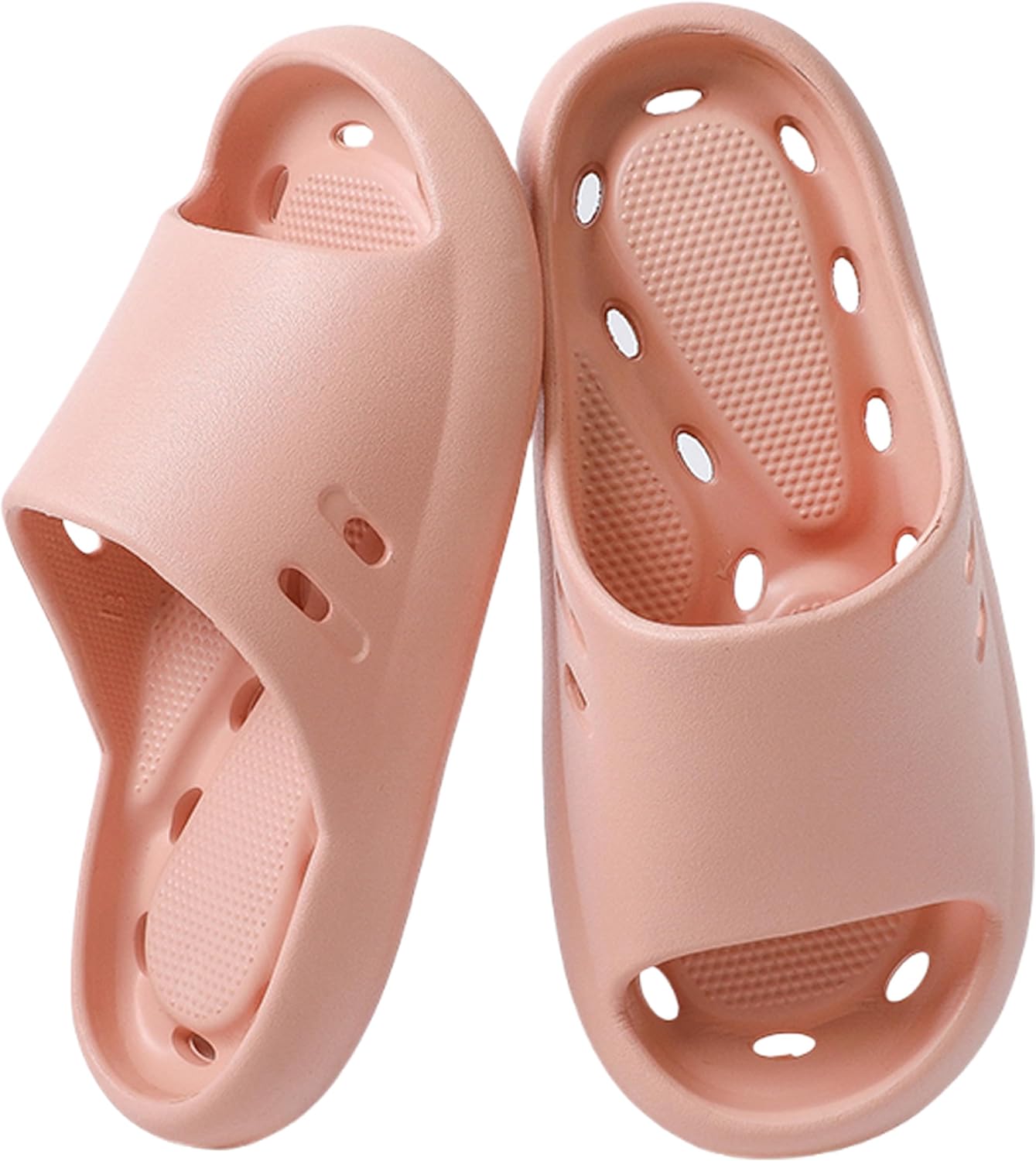 

Душевые шлепанцы для женщин и мужчин с открытым носком, дренажными отверстиями, противоскользящие, массажные, удобные, мягкие, легкие, для сушки, бассейна, пляжа и ванной Generic, розовый