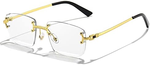 

Солнцезащитные очки без оправы для женщин, качественные ретро-очки из металла, маленькие квадратные солнцезащитные очки с градиентным переходом для женщин и мужчин MTZJH, C11 Gold Clear