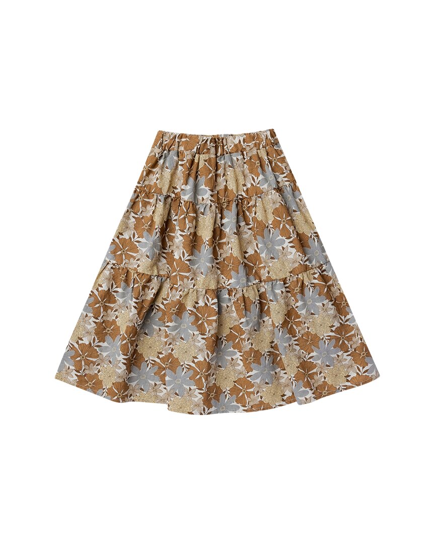 

Rylee + Cru Коллективная ярусная миди-юбка из льняной смеси Rylee + Cru Collective, коричневый