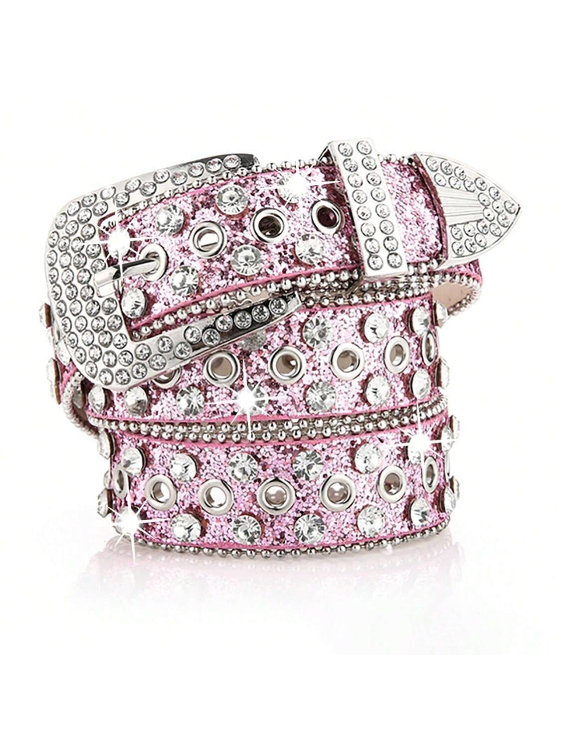 

Ремень Y2k Style со стразами, розовый