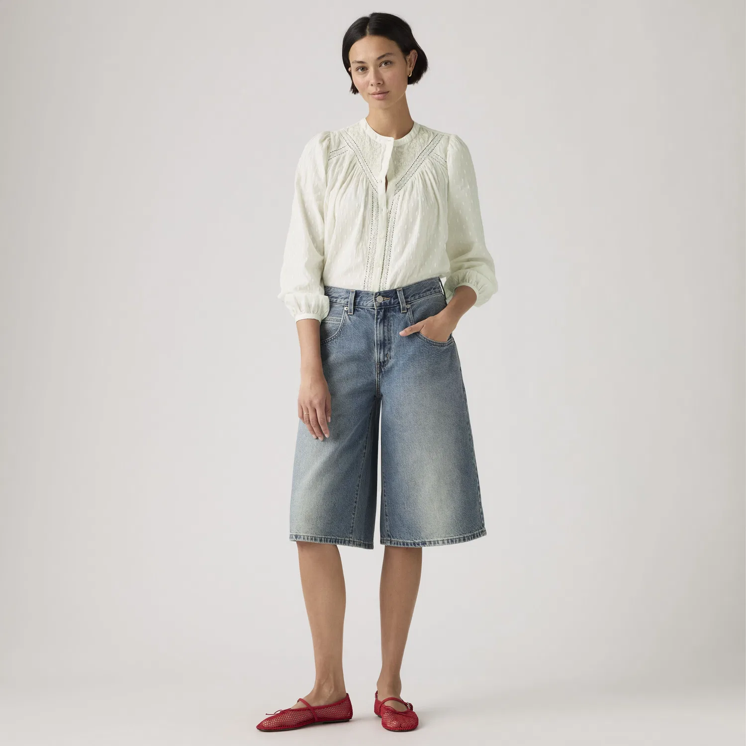 Супер свободные женские шорты Levi's, Medium Wash