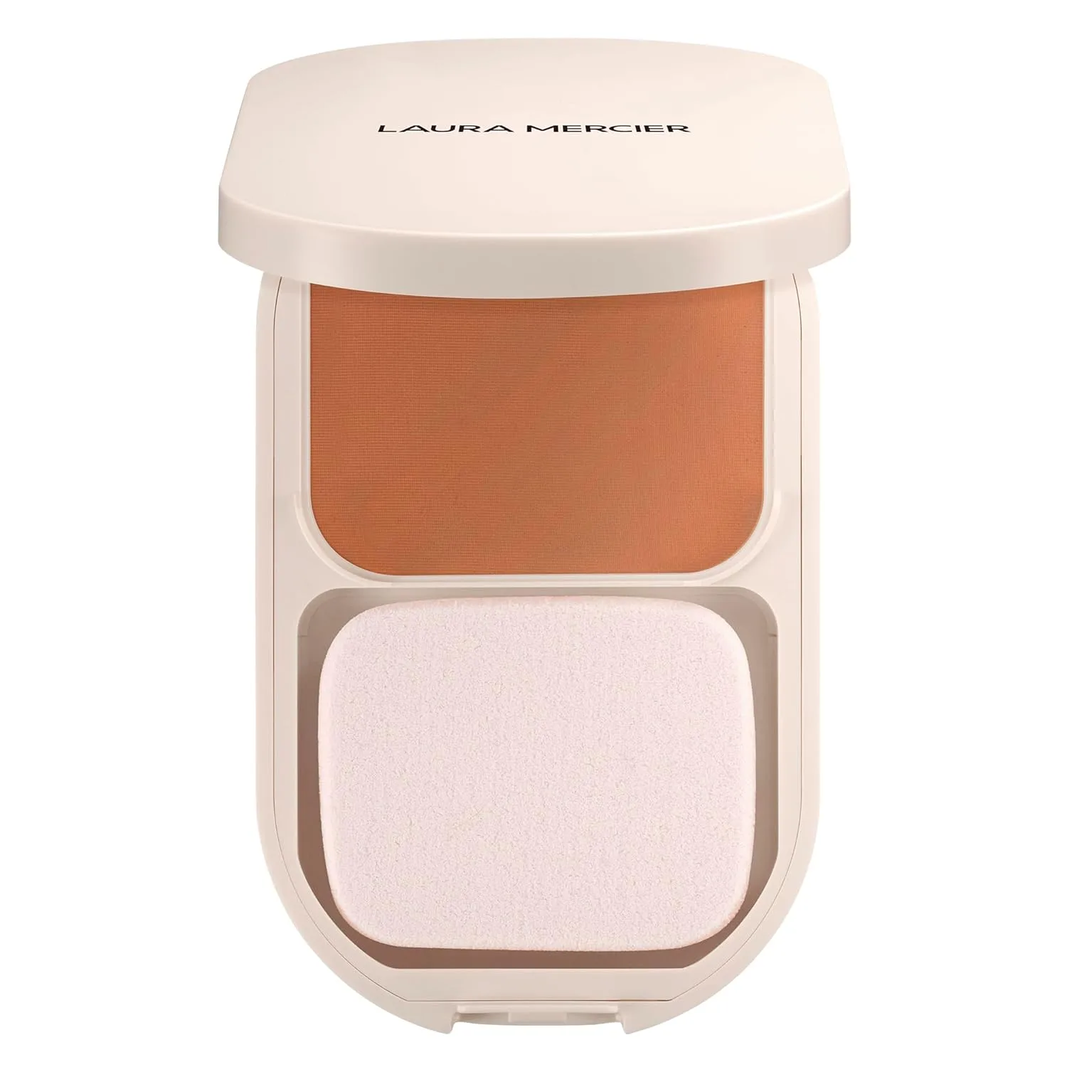 Laura Mercier Real Flawless Feather Matte Powder Foundation, полупрозрачное и среднее покрытие, стойкость 16 часов, контроль увлажнения и блеска, компактная пудра, с гиалуроновой кислотой, 4W Crème Brûlée - Medium with warm undertones
