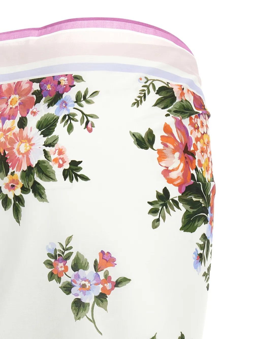 Парео с бахромой Bouquet для пляжа Dolce & Gabbana, белый — фото 4