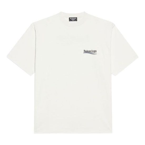 

Футболка (WMNS) Balenciaga Political Campaign Large Fit Embroidery Round-neck 'White', белый