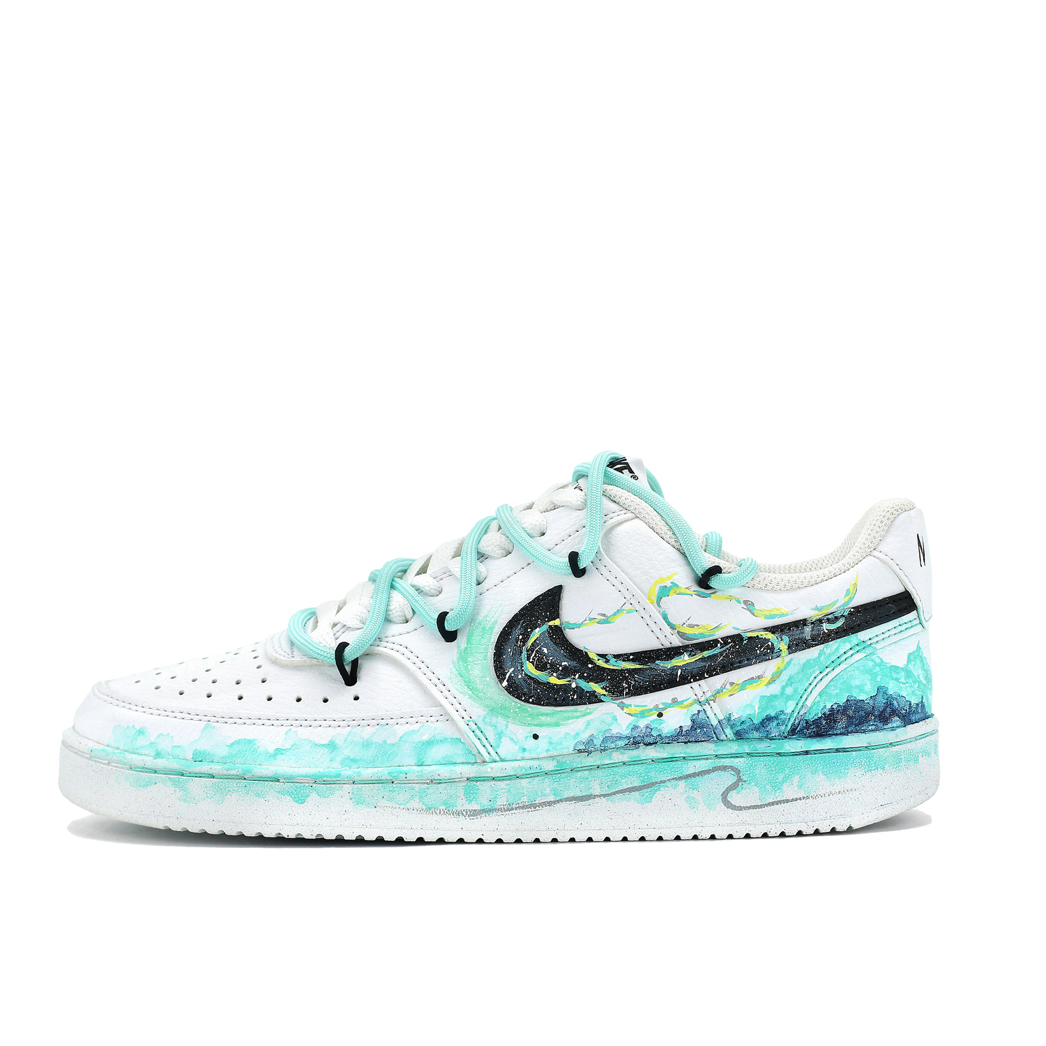 

Nike Кроссовки для скейтбординга Court Vision 1 Misty Blue Legend с амортизацией, низкие, унисекс, зеленые