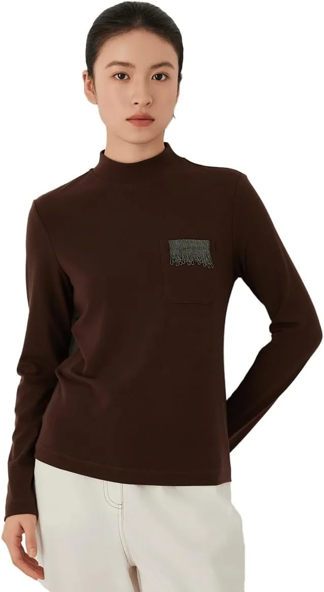 

Женский топ с длинными рукавами и декоративным карманом, KL9523413 Serathinan