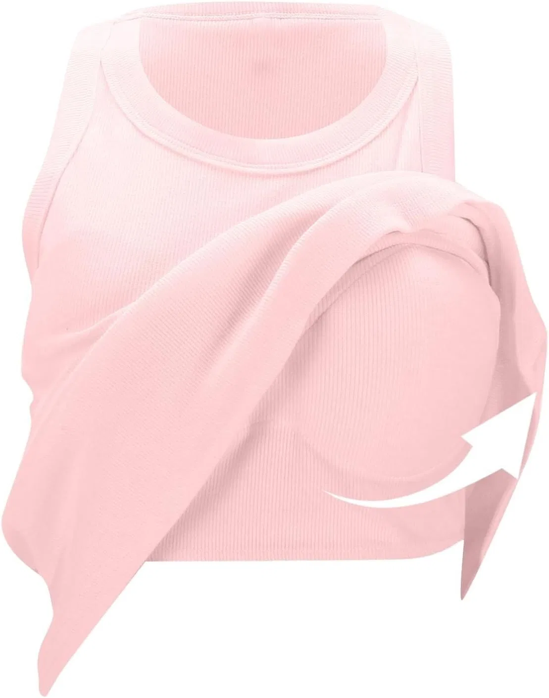 Топ-безрукавка с встроенным бюстгальтером, Ribbed Knit, Pink — фото 4