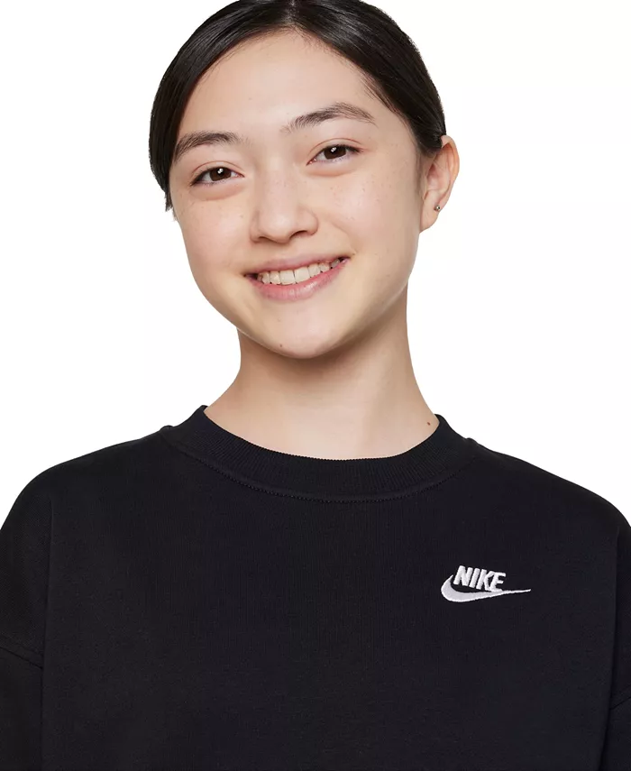 Спортивный худи оверсайз для девочек Big Girls Club Nike, черный — фото 4