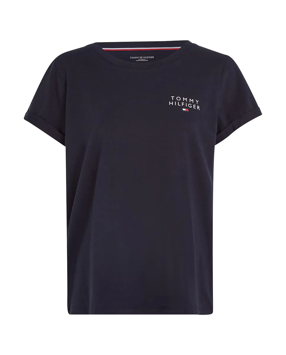 Женская базовая хлопковая футболка с логотипом TH Tommy Hilfiger, синий — фото 4