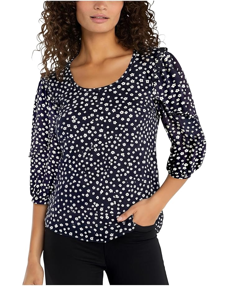 

Женский топ Liverpool Los Angeles с рукавами-фонариками и круглым вырезом, Navy/White Ditsy