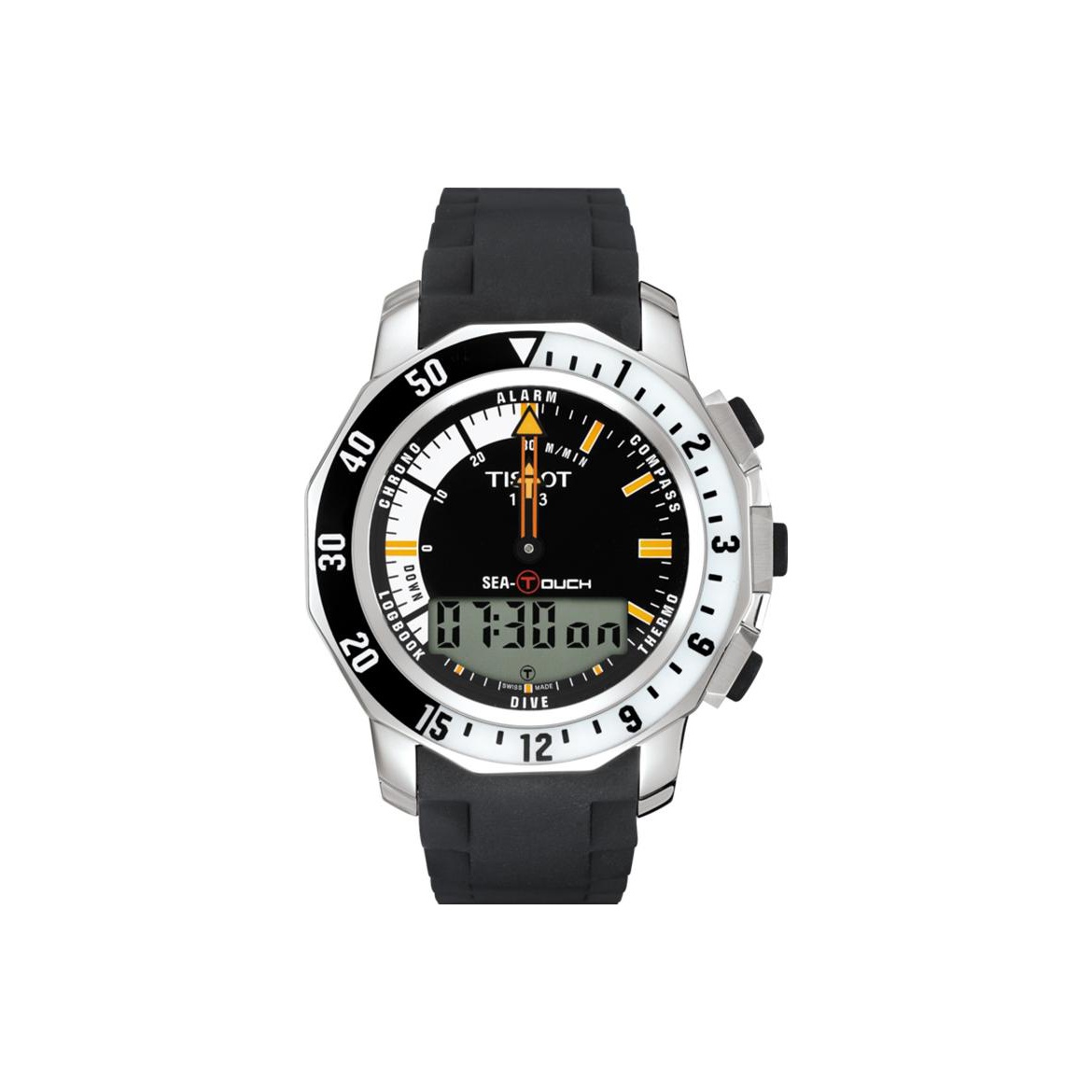 

TISSOT Часы T SPORT Collection Quartz Movement Men's Watch 44.4mm Black Dial Stainless Steel Case Rubber Strap, Black Dial