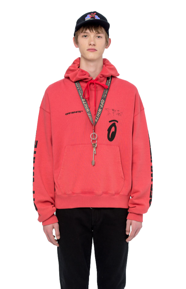 

Красная хлопковая толстовка с капюшоном и графическим принтом Off-White