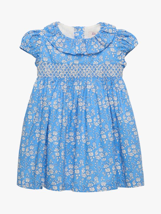 

Детское хлопковое платье для праздника со сборками Trotters, Blue Capel