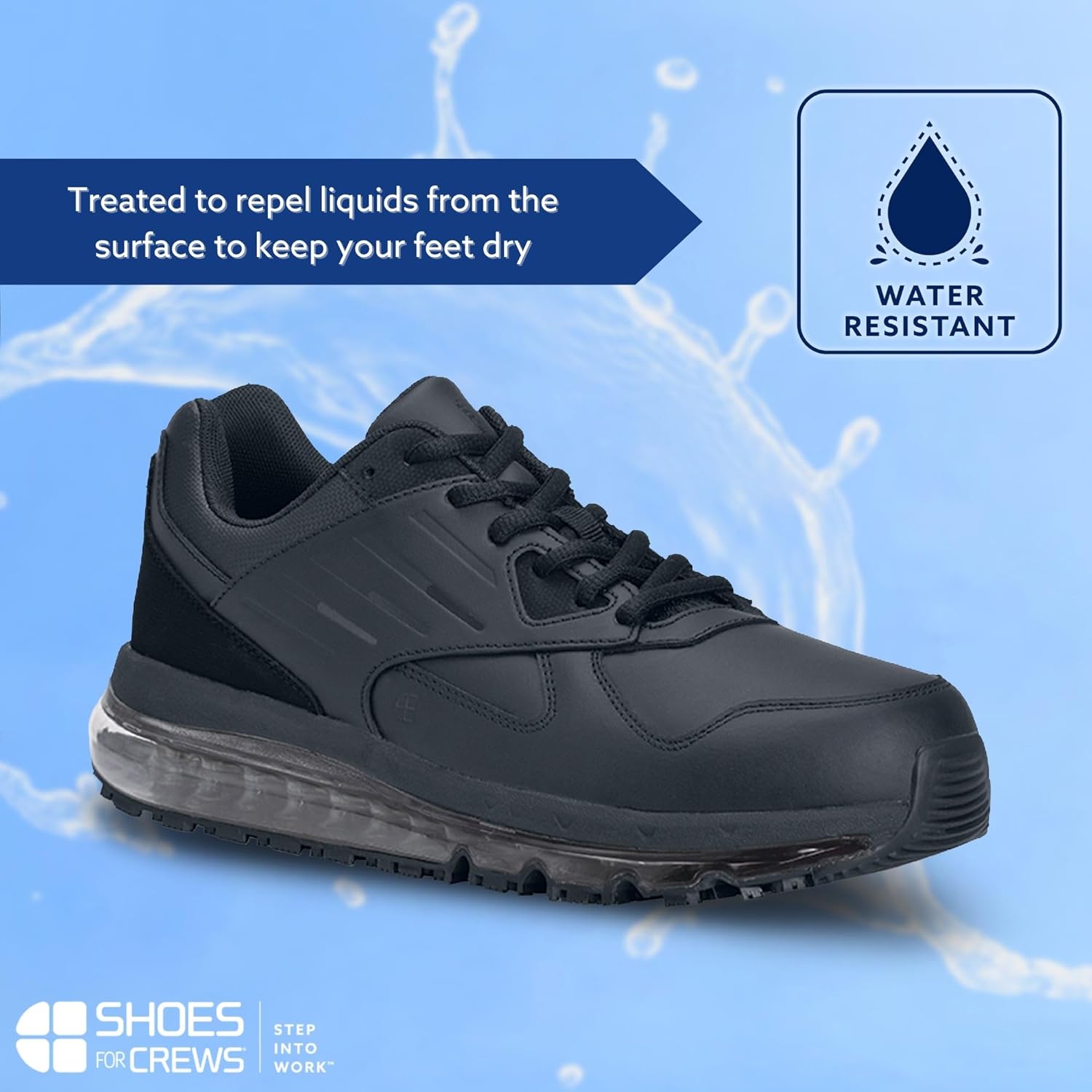 Мужские кроссовки Shoes for Crews с противоскользящей подошвой - комфортная, нескользящая обувь для работы - идеальны для сферы общественного питания, здравоохранения, гостиничного бизнеса, розничной торговли - Geo, черный — фото 2