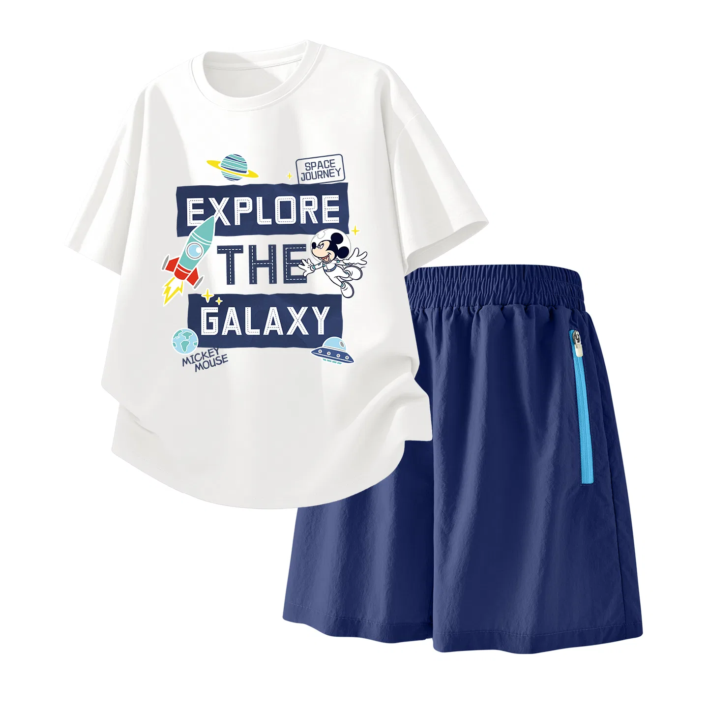 Детский спортивный костюм Casual Sportswear 2 Piece Set Disney, Space Wonder White+Solid Color Deep Sea Blue