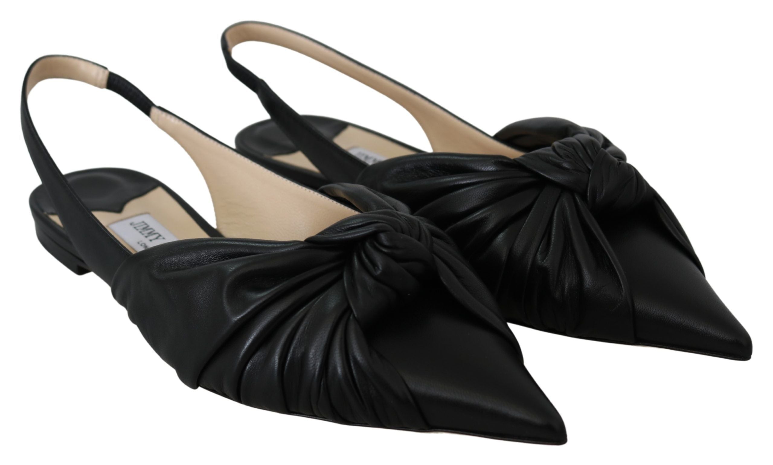 Jimmy Choo Элегантные остроносые кожаные женские балетки, черный — фото 2