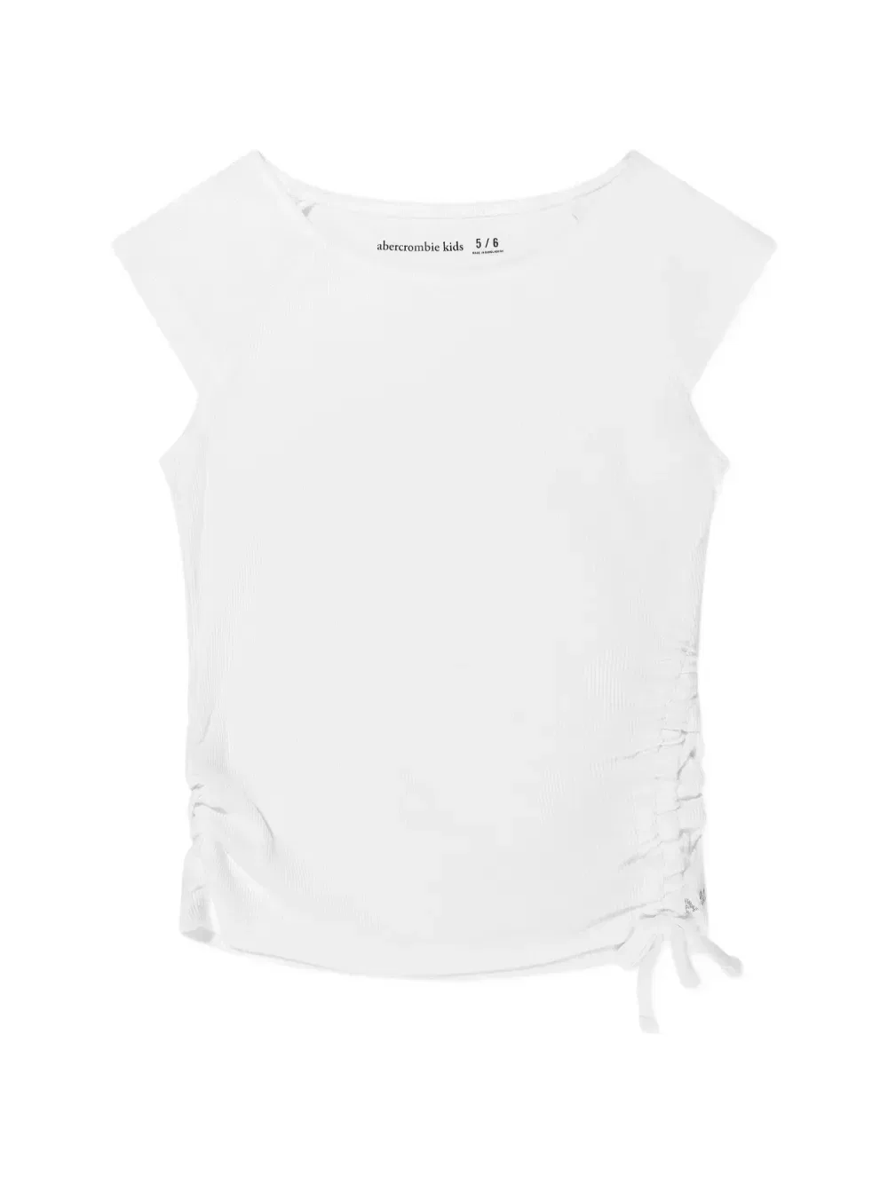 Футболка из ребристой вязки со сборками по бокам Abercrombie Fitch Kids, белый